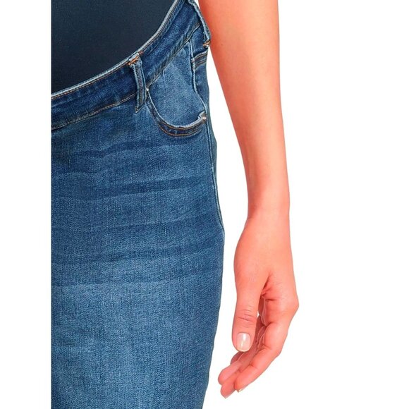 (6 for $25) Time & Tru Over the Belly Skinny Maternity Jeans in Medium Wash -20 - Picture 3 of 8